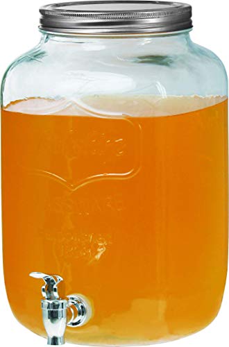 DRULINE Clic-and-Get Getränkespender mit Hahn Glas Zapfhahn Wasserspender Limonadenspender Saftspender Dispenser Trinkspender (8 Liter, Glance Spender) von DRULINE