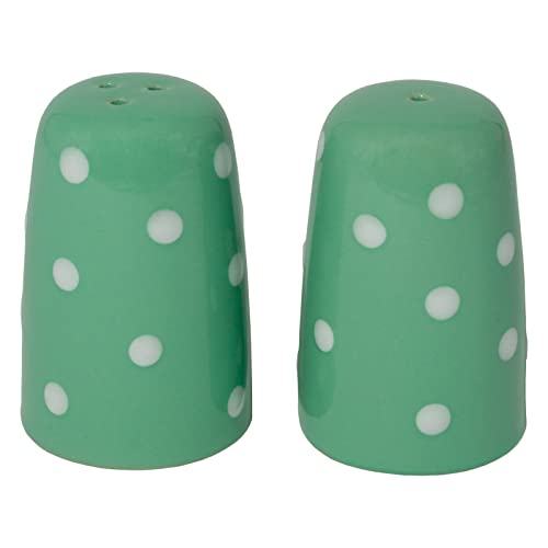 2-tlg. Set Salz/Pfeffer Streuer POLKA DOTS Ø 5 cm H 8,5 cm Punkte Weiß Keramik Salz Pfeffer Gewürzstreuer Keramik Menage Set Salzstreuer Pfefferstreuer Set Salz & Pfefferstreuer Set Gewürzstreuer groß von DRULINE