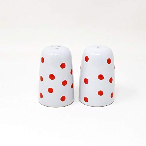 DRULINE DOTS Kombiservice White: Salz/Pfefferstreuer Weiss/Rot von DRULINE