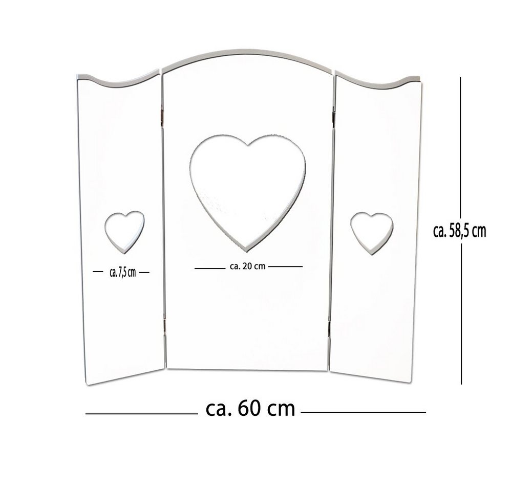 DRULINE Feuerzeug 60cm Wandschirm Weiss Fensterdeko Shabby Fensterladen Deko Herz Parave von DRULINE