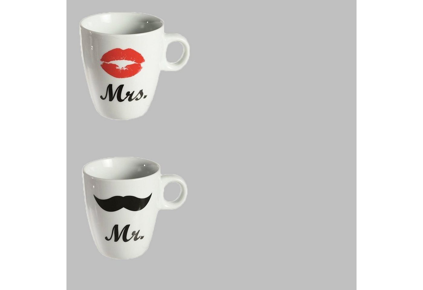 DRULINE Geschirr-Set MR & MRS Kaffeebecher Kaffeetassen Valentinstag von DRULINE