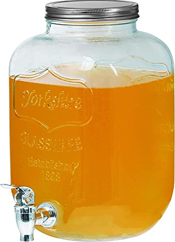 DRULINE Getränkespender mit Hahn 4L Glas Glance Zapfhahn Wasserspender Limonadenspender Saftspender Dispenser Trinkspender (4 Liter, Glance Spender) von DRULINE