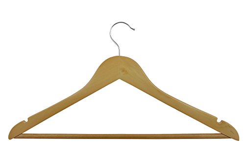 DRULINE Kleiderbügel Holz - Holzbügel - 120er Set - Bügel aus Massivholz - mit Rockkerben und Hosensteg - Haken 360° drehbar - für Hemden, Blusen, Hosen, Röcke… - ca. 43 cm breit von DRULINE