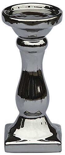 DRULINE Keramik Kerzenleuchter (374) Stumpenkerzen Silber Kerzenständer 1 -Flammig Stumpenkerzenleuchter von DRULINE
