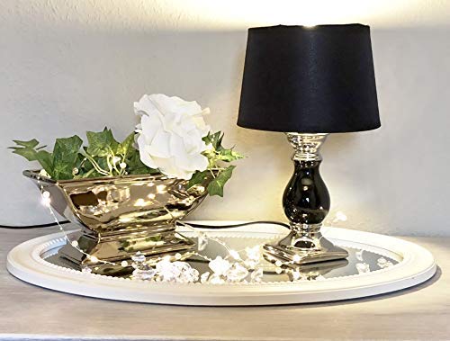 DRULINE Keramik Lampe Black Lovely Schwarzer Fuß Klein H33 cm Schirm in Schwarz von DRULINE