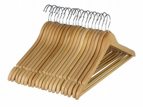 DRULINE Kleiderbügel Holz - Holzbügel - 90er Set - Bügel aus Massivholz - mit Rockkerben und Hosensteg - Haken 360° drehbar - für Hemden, Blusen, Hosen, Röcke… - ca. 43 cm breit von DRULINE