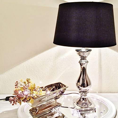 DRULINE Lovely Keramik Tischlampe Tischleuchte Nachttischlampe Lampe Leuchte Lampenfuß 38 cm Schwarz von DRULINE