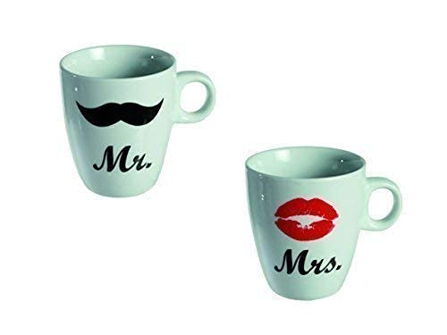 DRULINE MR & MRS Kaffeebecher Set Kaffeetassen Valentinstag Tassen Kaffee Kussmund Schnauzer von DRULINE