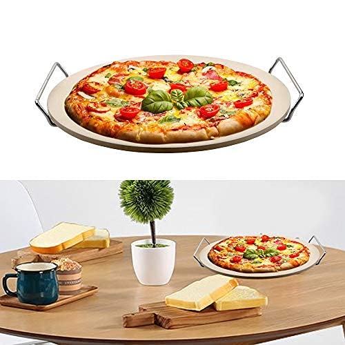 Ø 33 cm Gasgrill Pizzastein Grill Stein Cordierite Stone Grillstein Pizzastein Backofen Holzkohlegrill Backstein Brotbackstein Heisser Stein Steinplatte rund Pizza Stein Ofen Flammkuchen Stone for von DRULINE