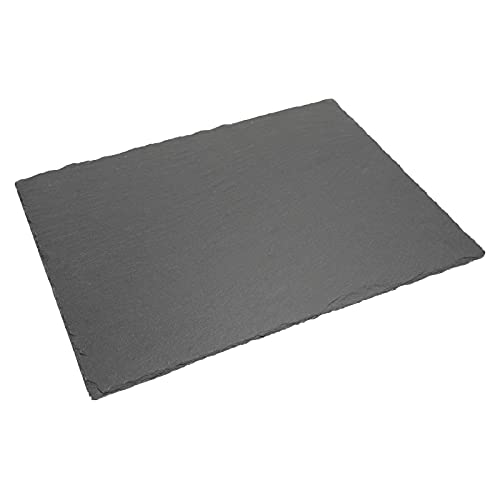 DRULINE Schiefer Servierplatte Schieferplatte Tischuntersetzer Platzdeckchen Platzmatte Speise- und Getränkematte Tischmatte Hitzebeständig und Abwaschbar - Elegant zum Anrichten und Dekorieren | L x B x H 40 x 30 x 0.5 cm | Grau von DRULINE