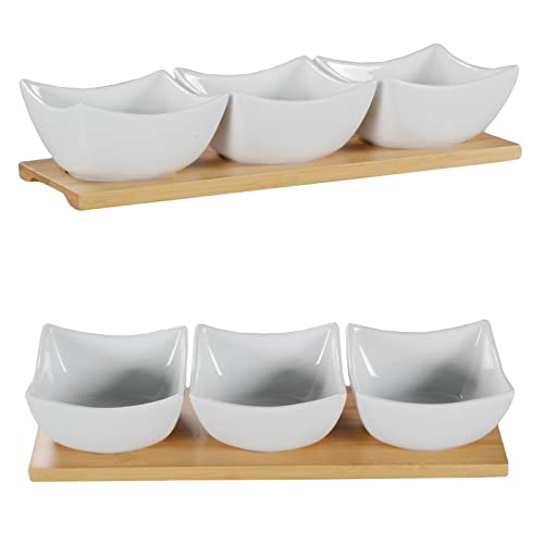 DRULINE Snackschalen auf Bambustablett Servierschalen Porzellanschalen Dippschalen DRULINE Snackschalen auf Bambustablett Servierschalen Porzellanschalen Dippschalen von DRULINE