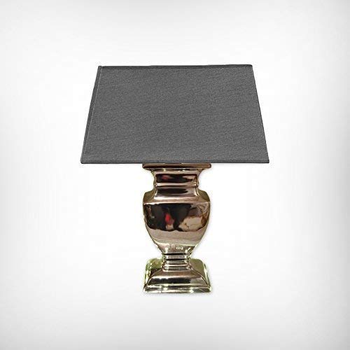 DRULINE Tischlampe Tischleuchte Keramiklampe 43 cm - Fuß: Silber - Schirm: Grau von DRULINE