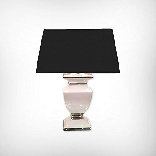 DRULINE Tischlampe Tischleuchte Keramiklampe 53 cm - Fuß: Weiß - Schirm: Schwarz von DRULINE