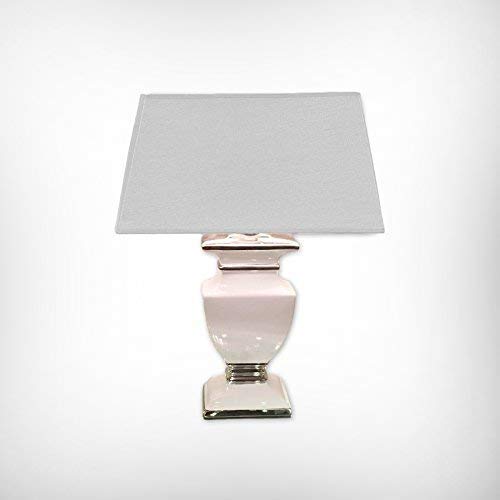 DRULINE Tischlampe Tischleuchte Keramiklampe 53 cm - Fuß: Weiß - Schirm: Weiß von DRULINE