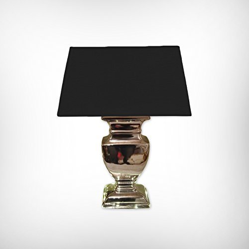 DRULINE Tischlampe Tischleuchte Keramiklampe 77 cm - Fuß: Silber - Schirm: Schwarz von DRULINE