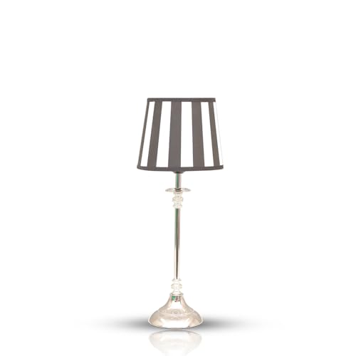 DRULINE Tischlampe - Tischleuchte - Lampe - Nachttischlampe - mit Lampenschirm schwarz/weiß - 1 x E27 OHNE Leuchtmittel - B/H/T ca. 18 x 48 x 18 cm - Shabby Chic - Vintage von DRULINE