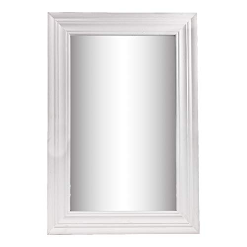 DRULINE Wandspiegel Badspiegel 56x38/38x56cm Spiegelrahmen Spiegel Stabiler Rückwand Rahmenleiste Dekospiegel aus Hoiz Dekoration für Badezimmer, Schlafzimmer,Flur, Wohnzimmer Weiß von DRULINE