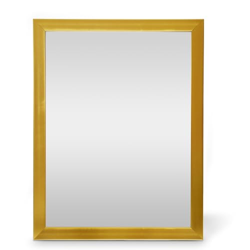 DRULINE Wandspiegel - Spiegel - Badspiegel - Dekospiegel - Flurspiegel - Kunststoff matt Gold - B/H ca. 30 x 40 cm (Spiegelfläche) - Aufhängung in Hoch- und Querformat möglich von DRULINE