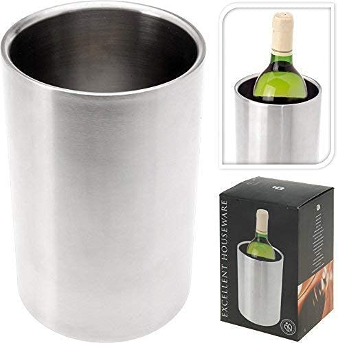 DRULINE Weinkühler Flaschenkühler Sektkühler Edelstahl | H x Ø 18 cm x 12cm | Silber DRULINE Weinkühler Flaschenkühler Sektkühler Edelstahl | H x Ø 18 cm x 12cm | Silber von DRULINE
