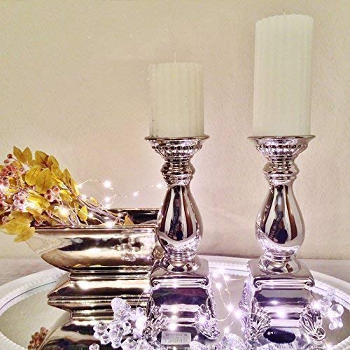 Keramik Kerzenhalter - Kerzenständer - Kerzenleuchter - edle Tischdeko - Hochzeitsdeko - dekoratives Windlicht - 2er-Set Katy Klein 27 cm Hoch von DRULINE