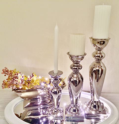 Keramik Kerzenhalter - Windlicht - Kerzenständer - Kerzenleuchter - edle Tischdeko - Hochzeitsdeko - 3er-Set Kevin 22 cm, 32 cm und 39 cm hoch von DRULINE