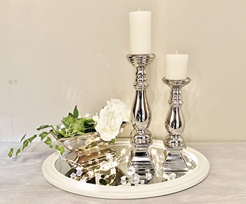 Keramik Kerzenhalter - dekoratives Windlicht - Kerzenständer - Kerzenleuchter - edle Tischdeko - Hochzeitsdeko - 2er-Set Romantik 31 und 39 cm hoch von DRULINE