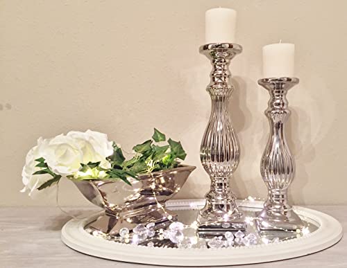 Keramik Kerzenhalter - dekoratives Windlicht - Kerzenständer - Kerzenleuchter - edle Tischdeko - Hochzeitsdeko - Geriffelt 32 cm hoch von DRULINE