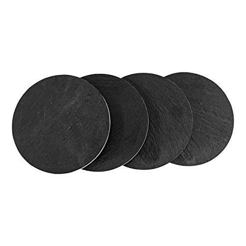 Natur Schiefer Untersetzer für Gläser Schieferplatten Glasuntersetzer als Tisch Deko Kleine Platten Glas und Tassenuntersetzer Getränkeuntersetzer Servierplatte Keramik Schwarz 8er Set Rund Ø 10 cm von DRULINE