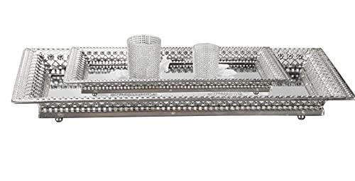 Spiegeltablett Dekotablett Tablett Kerzenteller Kerzentablett Spiegel Kronenrand 2er-Set Emily Spiegeltablett Silber Spiegeltablett Dekotablett Tablett Kerzenteller Kerzentablett Spiegel Kronenrand 2er-Set Emily Spiegeltablett Silber von DRULINE