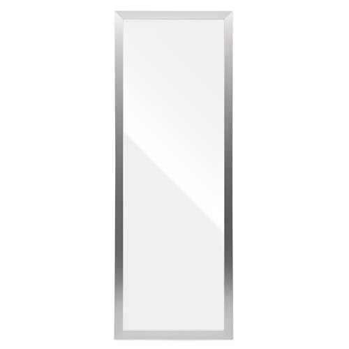 Türspiegel - Wandspiegel - Spiegel - Dekospiegel - Flurspiegel - Kunststoff matt Silber - B/H ca. 34x94 cm (Spiegelfläche ca. 29x89 cm) - mit abnehmbaren Haken - zur Aufhängung an Tür oder Wand von DRULINE