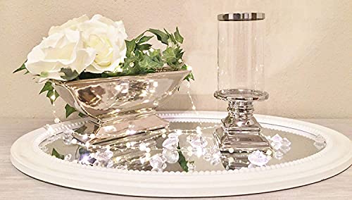 Windlicht Glas Windlicht mit Fuß Silber Deko für Hochzeit Tischdeko Weihnachten Windlichtsäule Weihnachtsdeko Hochzeitsdeko Tisch Nostalgie Weihnachten Deko Wohnzimmer Tischdeko Hochzeit Vintage von DRULINE