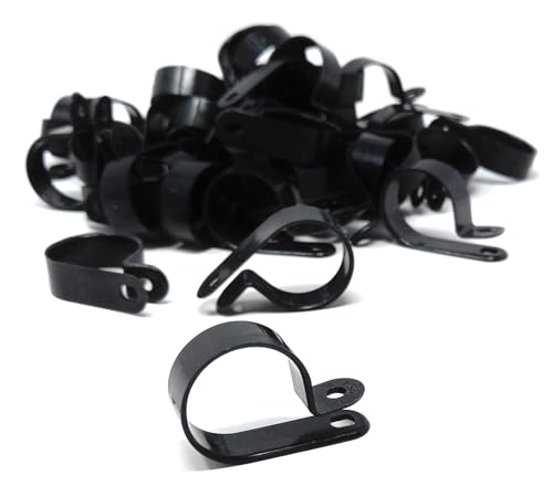 100 Stück P-Clips Kunststoff-Nylon für Schlauch, Rohr, Kabel, Draht, Rohr-Wandklemmenhalterung (schwarz, 15,8 mm) von DRUT