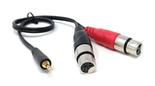 DRUT 3,5-mm-Stereo-Klinkenstecker auf 2 x XLR-Buchsen-Kabel – Audio-Splitterkabel für Mikrofone, Mischpulte, Lautsprecher, DJ, Studio und Aufnahmegeräte (0,5 m) von DRUT