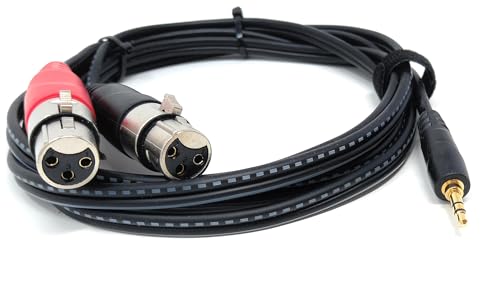 DRUT 3,5-mm-Stereo-Klinkenstecker auf 2 x XLR-Buchsen-Kabel – Audio-Splitterkabel für Mikrofone, Mischpulte, Lautsprecher, DJ, Studio und Aufnahmegeräte (2 m) von DRUT