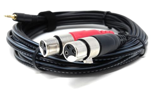 DRUT 3,5-mm-Stereo-Klinkenstecker auf 2 x XLR-Buchsen-Kabel – Audio-Splitterkabel für Mikrofone, Mischpulte, Lautsprecher, DJ, Studio und Aufnahmegeräte (5 m) von DRUT
