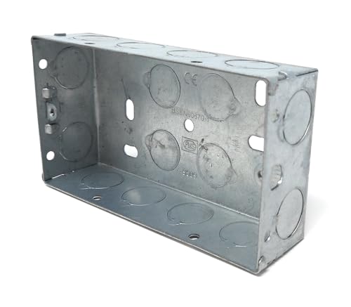 Doppelte Metall-Einbaudose, 35 mm tief, Stahl, elektrische Unterputz-Wanddose, Unterputzgehäuse für Doppelsteckdosen und Schalter mit Erdungsklemme (1) von DRUT