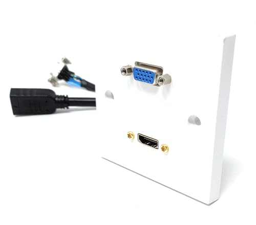HDMI- und VGA-Wandplatte – Einzelgang-Blende mit 15 cm langem Pigtail-Kabel, Montageplatte für Heimkino, Büro, Klassenzimmer – Schrauben im Lieferumfang enthalten HDMI- und VGA-Wandplatte – Einzelgang-Blende mit 15 cm langem Pigtail-Kabel, Montageplatte für Heimkino, Büro, Klassenzimmer – Schrauben im Lieferumfang enthalten von DRUT