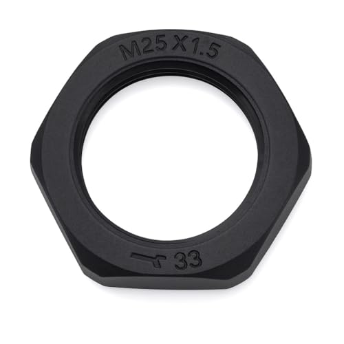 M25 Nylon Kontermutter - 25mm Polyamid Kontermutter - 10 Stück - Leicht, Langlebig, Korrosionsbeständige Befestigung für Kabelverschraubungen, Elektrogehäuse und industrielle Anwendungen (Schwarz) von DRUT