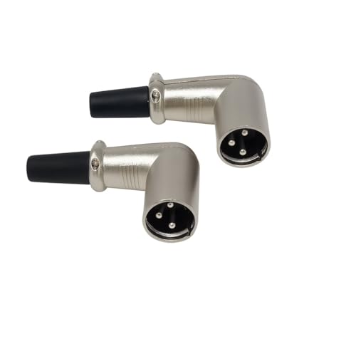 XLR 3-poliger rechtwinkliger Stecker – 90 Grad XLR-Stecker – Löt-Typ-Audio-Adapter für Mikrofone, Mischpulte, Studio, PA-Systeme, Bühnengetriebe, symmetrische Kabelaufbauten (2) von DRUT