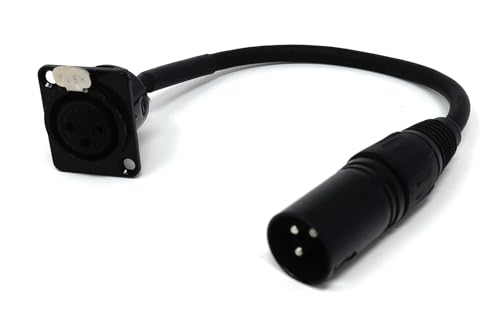 XLR-Audiokabel, 3-poliger Stecker auf Buchse, Panelmontage, 20 cm Pigtail, D-Typ-Pass-Through XLR-Audiokabel, 3-poliger Stecker auf Buchse, Panelmontage, 20 cm Pigtail, D-Typ-Pass-Through von DRUT