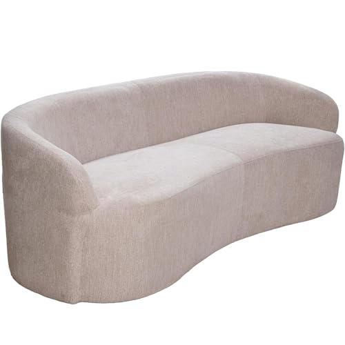 3-Sitzer-Sofa aus Holz und Stoff in Weiß, 215 x 68 x 82 cm von DRW