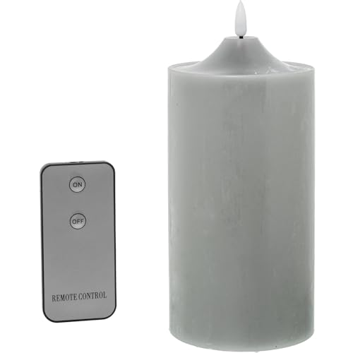 DRW Set mit 4 Wachskerzen mit LED und Fernbedienung, Grau, 10 x 10 x 20 cm DRW Set mit 4 Wachskerzen mit LED und Fernbedienung, Grau, 10 x 10 x 20 cm von DRW