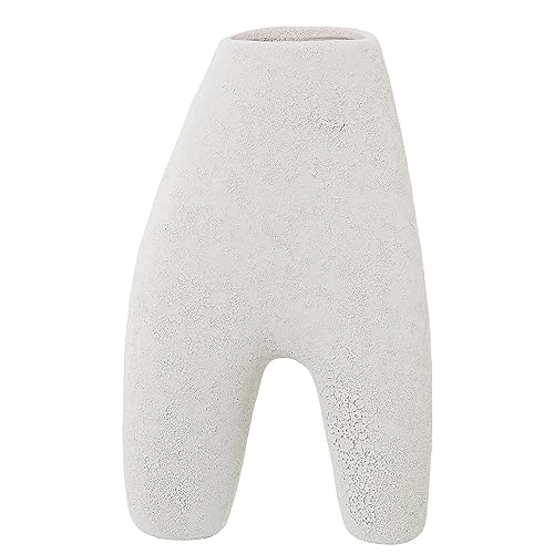 Abstrakte Tischvase aus Keramik, roh, Sand-Textur, 17 x 8 x 29 cm von DRW