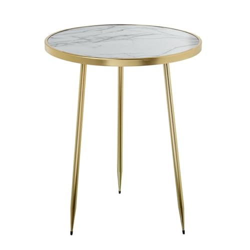 Beistelltisch aus Holz und Metall in Marmor und Gold, 40 x 40 x 50 cm Beistelltisch aus Holz und Metall in Marmor und Gold, 40 x 40 x 50 cm von DRW