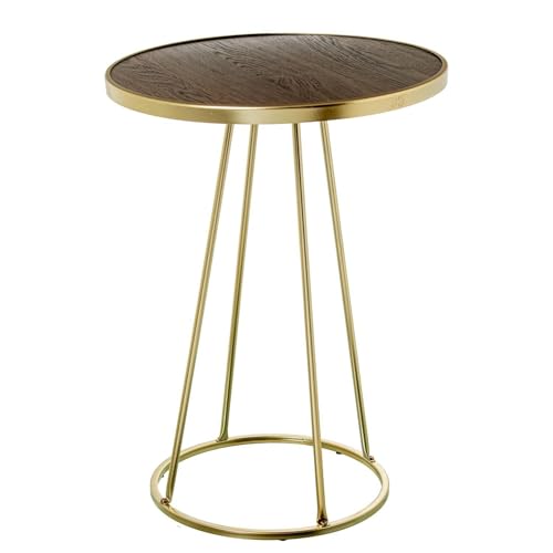 Beistelltisch aus Holz und Metall in Nussbaum und Gold, 40 x 40 x 54,5 cm von DRW
