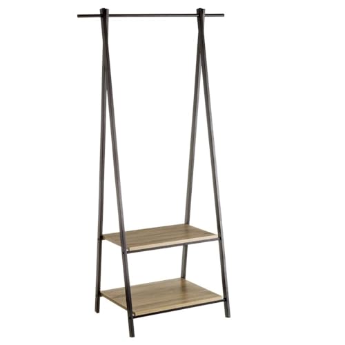 Bodengarderobe aus PB und Metall in Schwarz und Natur, 60 x 29 x 90 cm von DRW