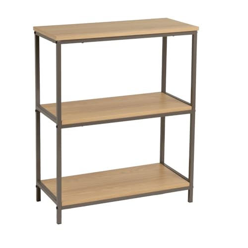 Bodenregal mit 3 Böden aus PB und Metall in Natur und Grau von DRW