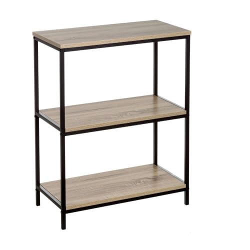 Bodenregal mit 3 Böden aus PB und Metall in Natur und Schwarz von DRW