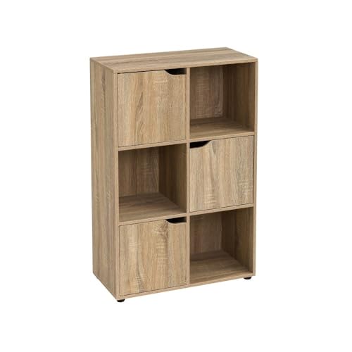 Bodenregal mit 3 Türen und 3 Böden aus PB in Natur von DRW