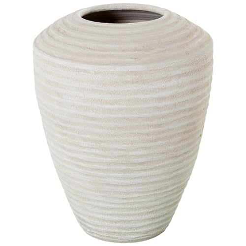 Bodenvase aus Keramik, Beige, Sand, gewellt, 30 x 30 x 40 cm Bodenvase aus Keramik, Beige, Sand, gewellt, 30 x 30 x 40 cm von DRW